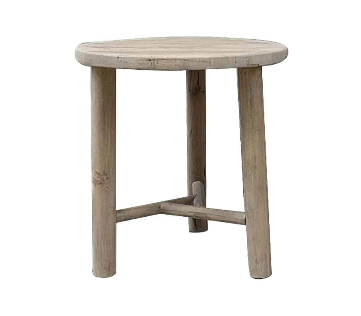 Houten-rond-bijzettafeltje