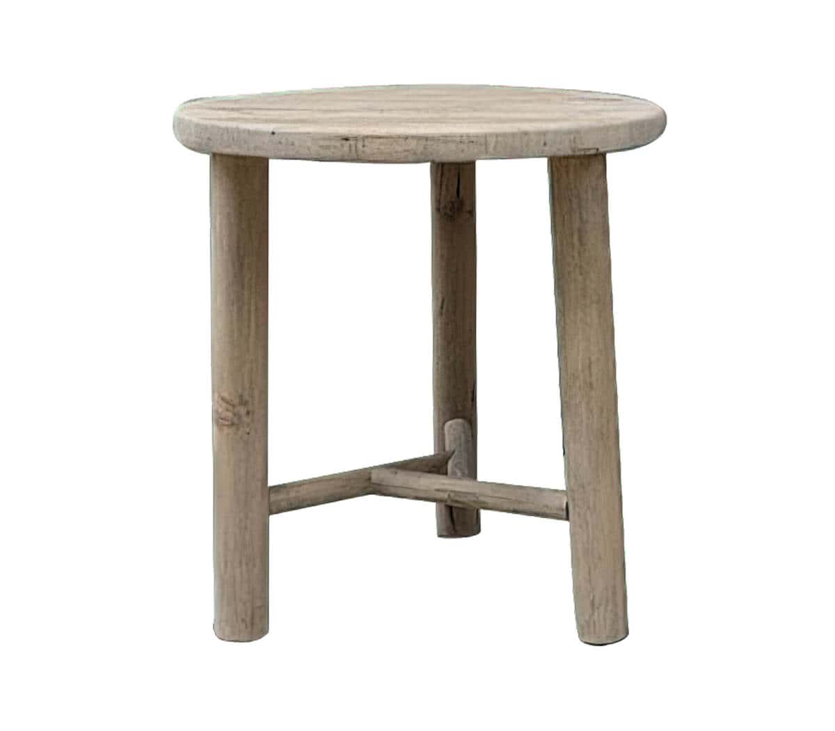 Houten-rond-bijzettafeltje