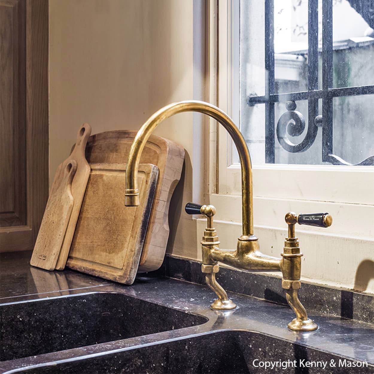 KennyMason-Kitchen-bridge-mixer-Old-brass
