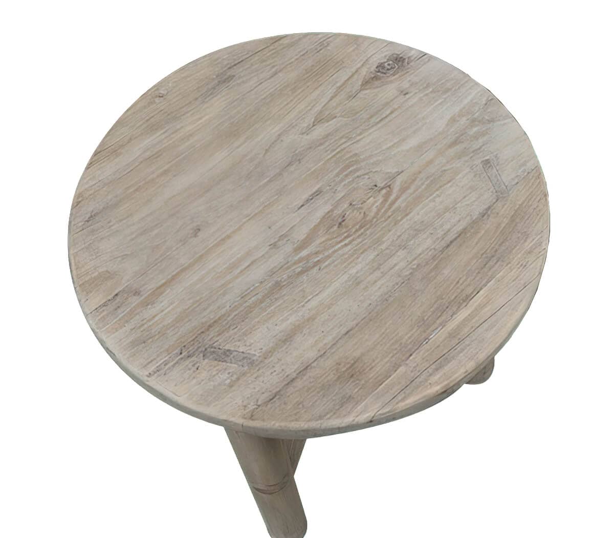 Houten-rond-bijzettafeltje