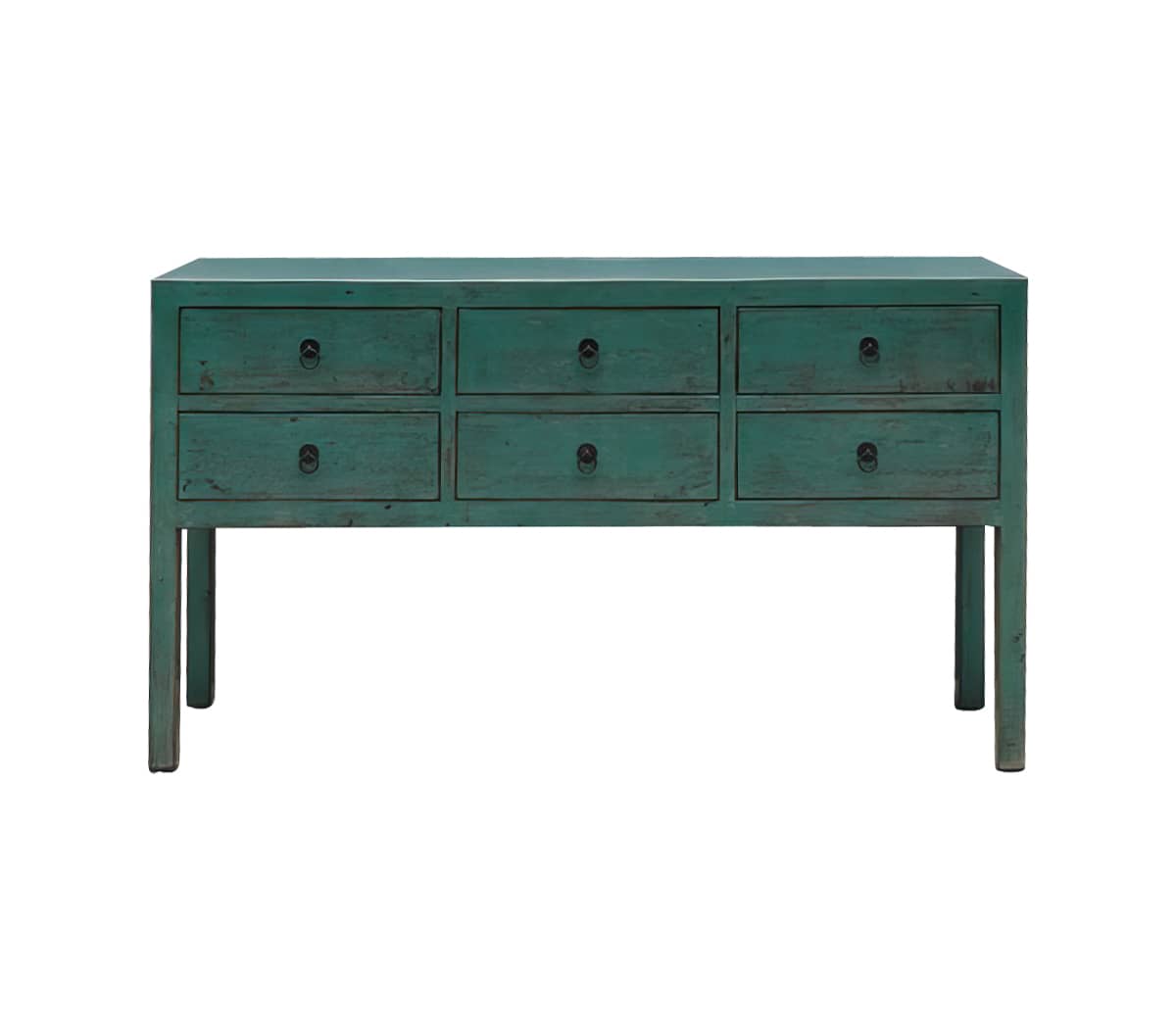 Groen-houten-wandtafel-met-6-lades