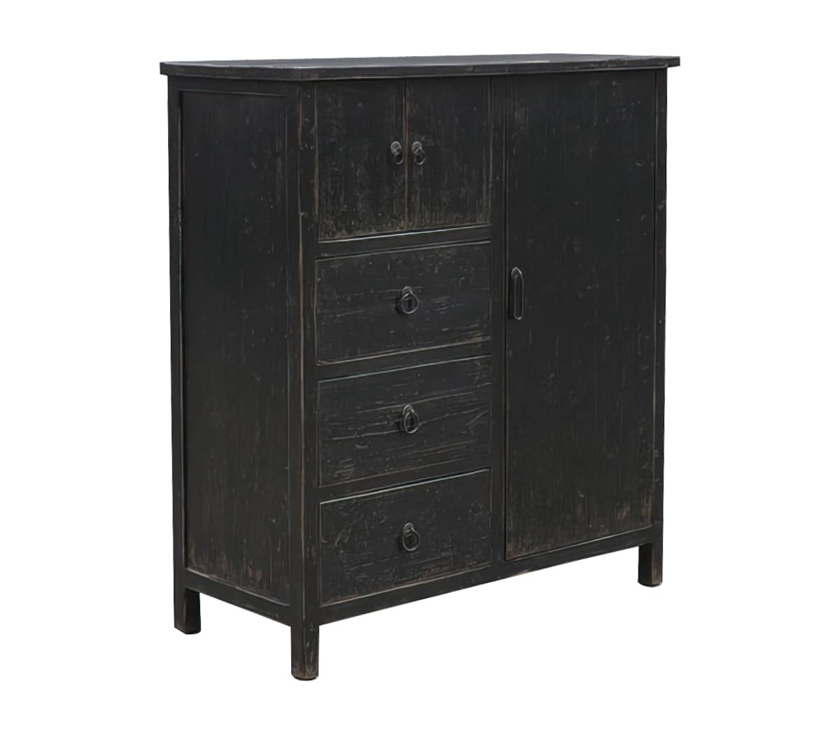 Houten-kast-met-lades-en-deur