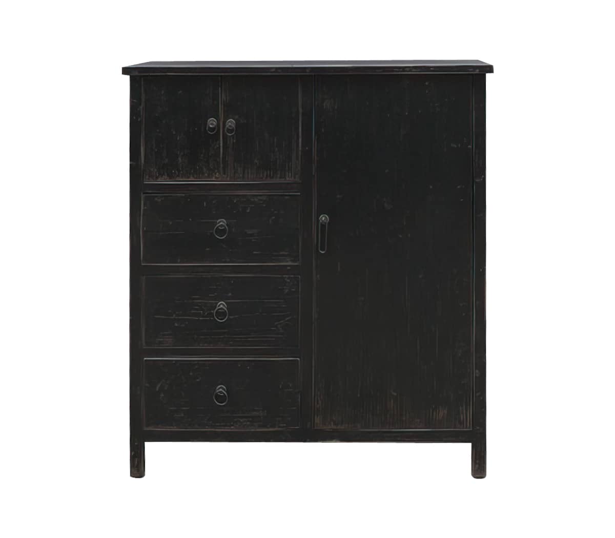 Houten-kast-met-lades-en-deur