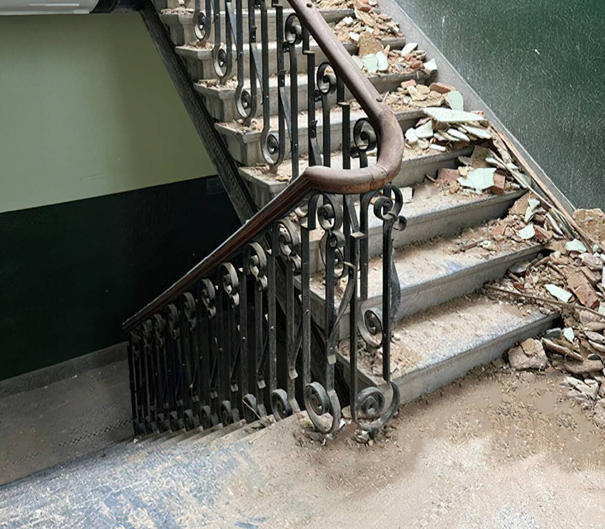 Oude-trap-met-Belgisch-hardstenen-traptredes-en-balustrade