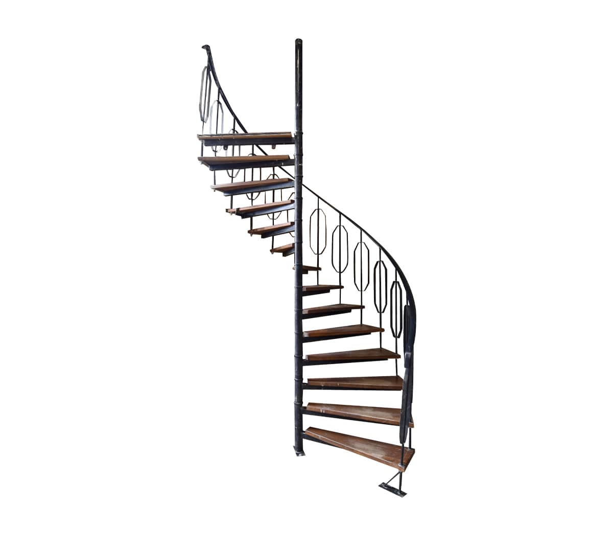 Vintage-ijzeren-spiltrap-met-houten-tredes