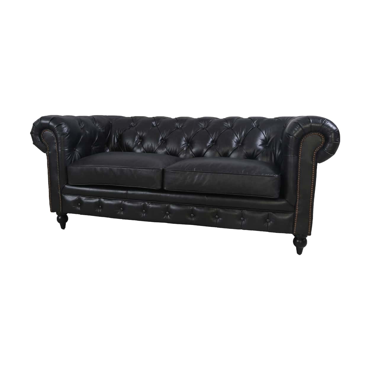 Chersterfield-25-zits-Eersteklas-rundleer-Ebony-Black