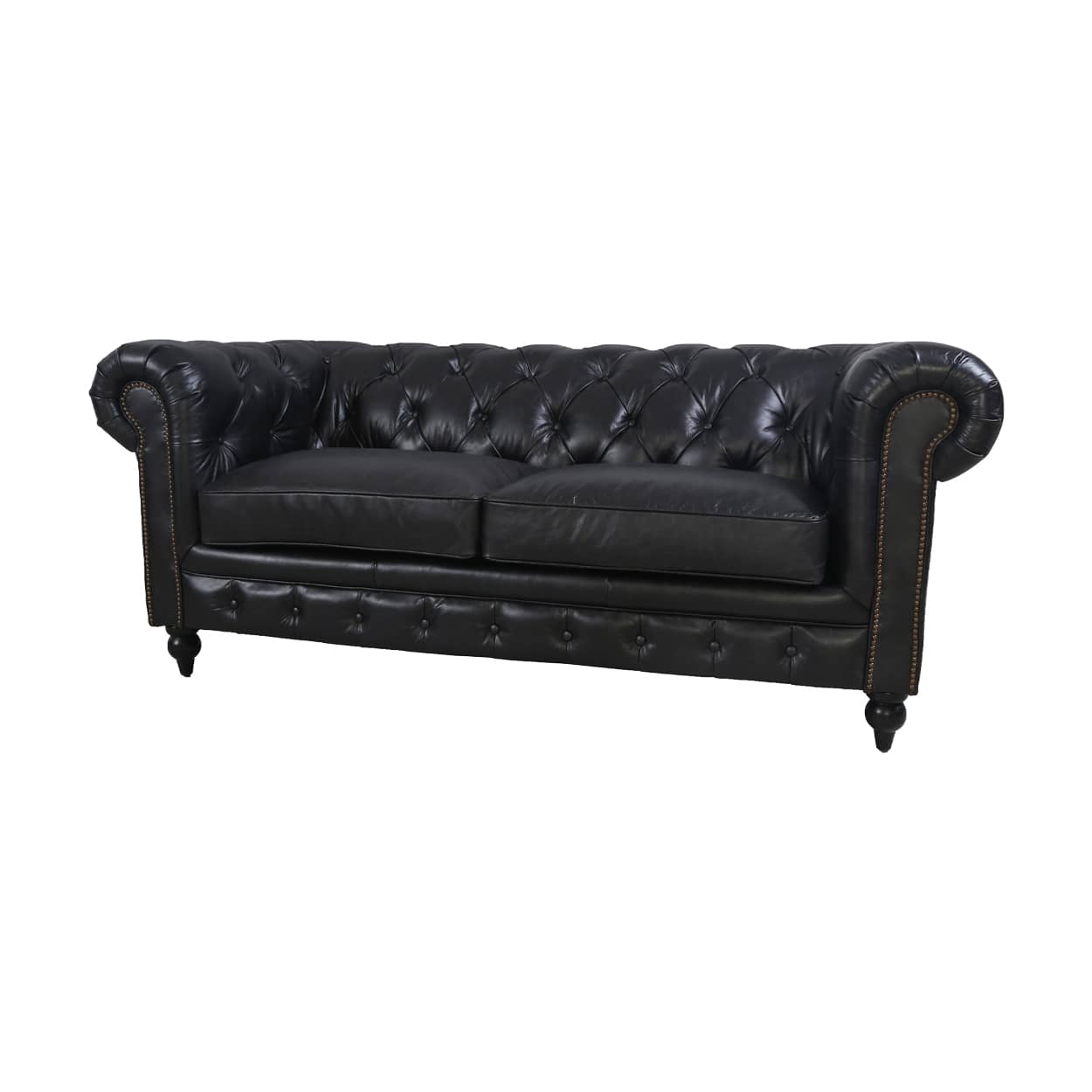 Chersterfield-25-zits-Eersteklas-rundleer-Ebony-Black