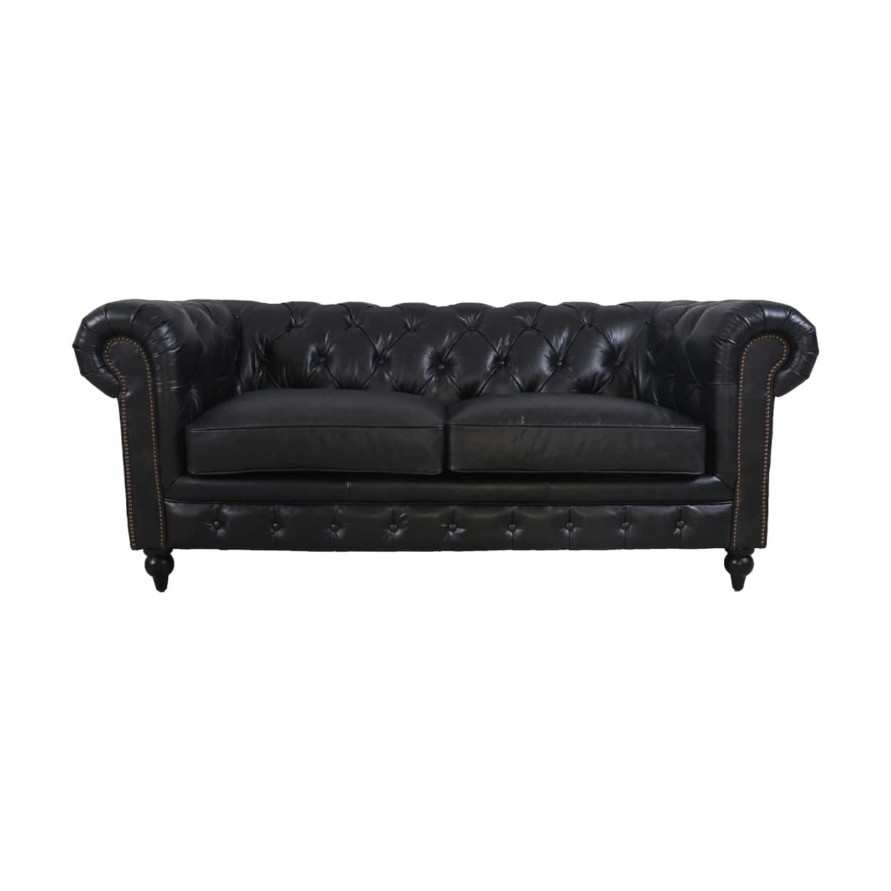 Chersterfield-25-zits-Eersteklas-rundleer-Ebony-Black