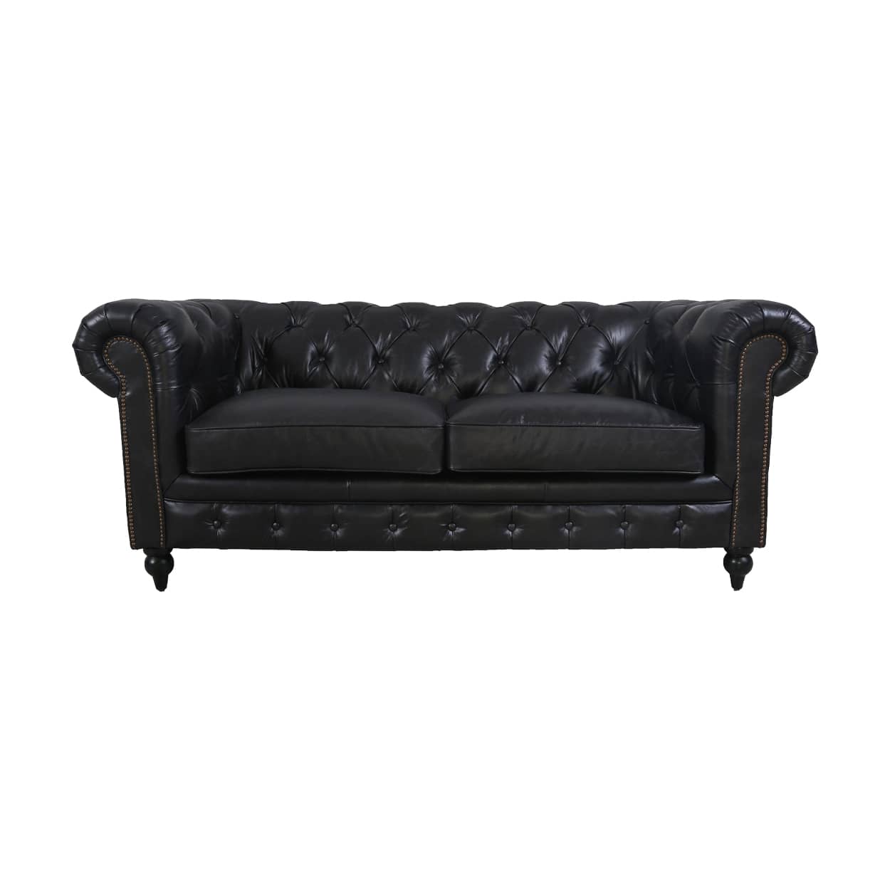 Chersterfield-25-zits-Eersteklas-rundleer-Ebony-Black