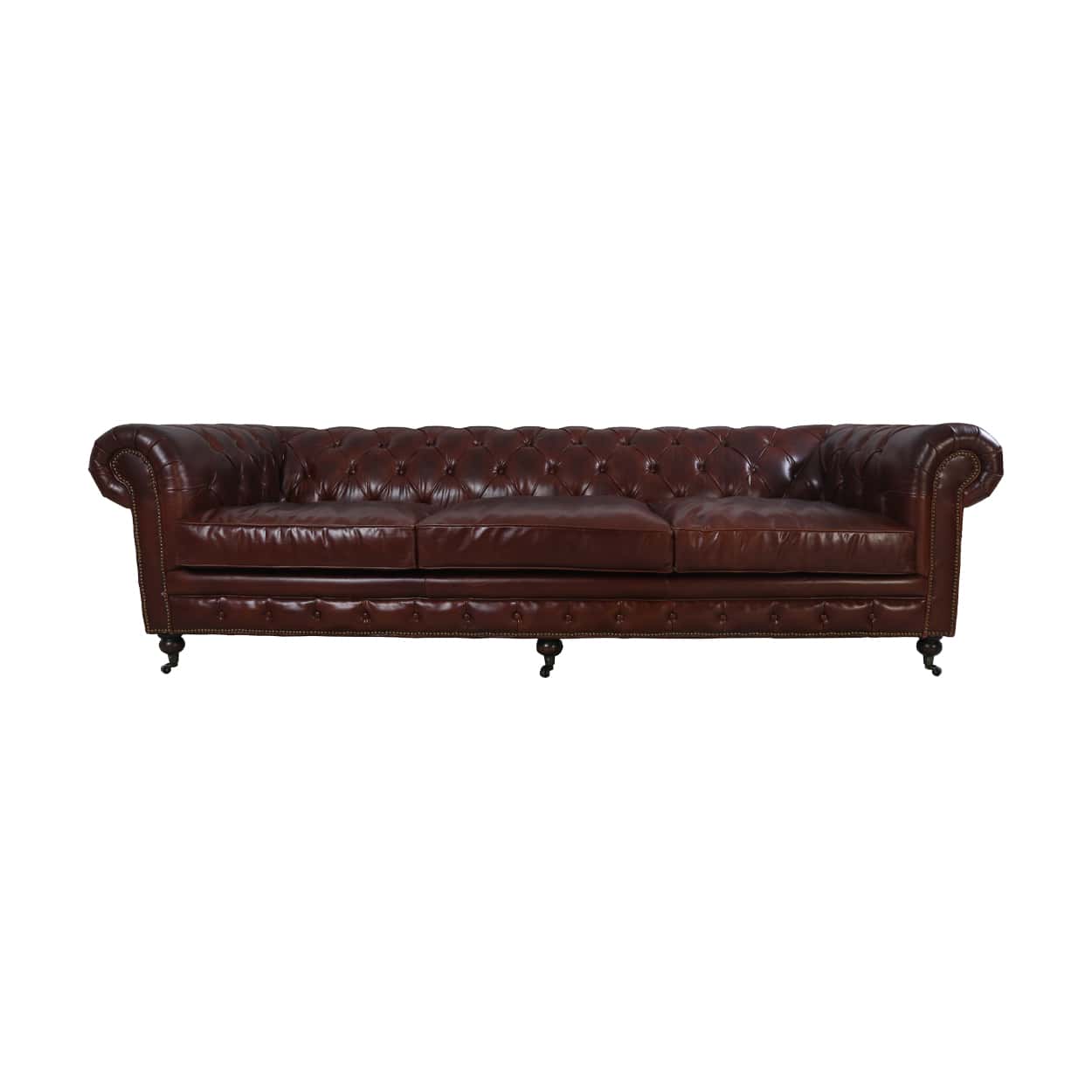 Chersterfield-4-zits-Eersteklas-rundleer-Vintage-Cigar